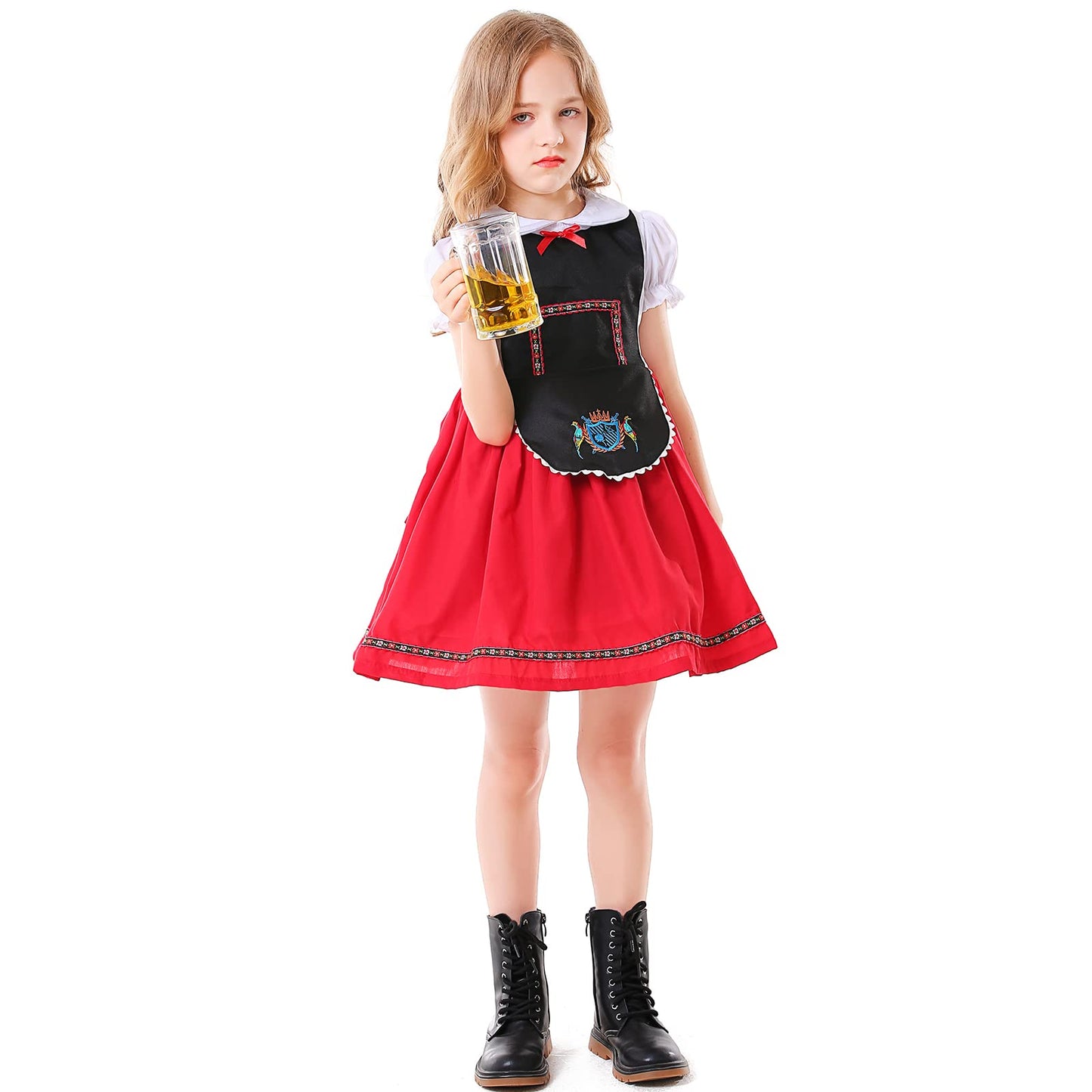 Faltern Oktoberfest Outfit Girls German Girls Costume Red Kids Oktoberfest Costume Dress Bavarian Beer Dress for Girls