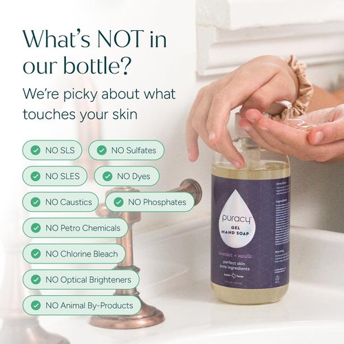 Puracy Organic Hand Soap - Moisturizing Lavender & Vanilla Gel | 12 fl. oz. - 2-Pack for Soft Skin