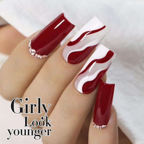 Double Rhythm 15ML Gel Polish Pure Sheer Same Color Same Bottle Soak Off Gel Polish Art Manicure Salon DIY at Home Gifts for Girls Women (Burgundy Red-A1452)