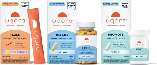 Uqora Complete Regimen - Urinary Tract Support with D-Mannose, Vitamin C & Probiotics - 3-Part Bundle for Bladder Health*