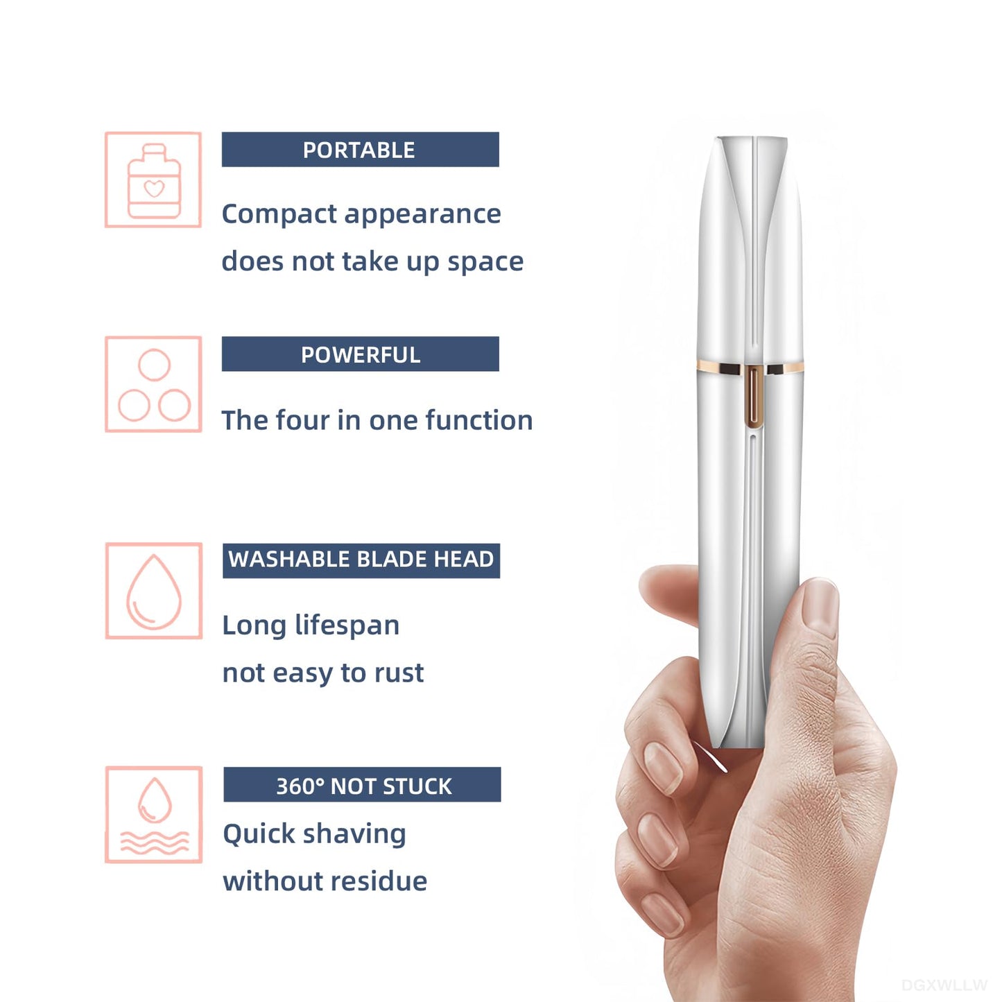 DGXWLLW Electric Eyebrow Trimmer, Rechargeable Eyebrow Hair Remover for Women Men, Cordless Face Shavers, Painless Hair Removal for Eyebrows, Neckline, Nose, Peach Fuzz Lips, and Other Detailing