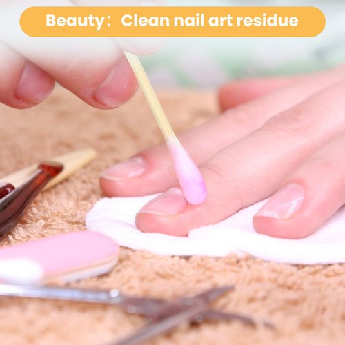 500PCS 6" Cotton Swabs in Storage Box - Long Cotton Swab with Bamboo Handle - Lint Free Cotton Swabs with Wooden Sticks - Highly Absorbent Cotton Tipped Applicators for Makeup, Gun Cleaning, Pet Care