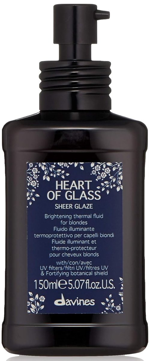 Davines Heart of Glass Sheer Glaze - Brightening Leave-In Fluid for Blonde Hair | Hydrates & Protects, 5.07 Fl Oz