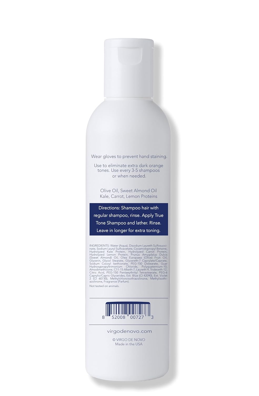 Virgo de Novo Extra Dark Blue Toning Shampoo - Neutralizes Brassy Tones in Lightened Brunette Hair | 8 oz, Vegan & Sulfate-Free