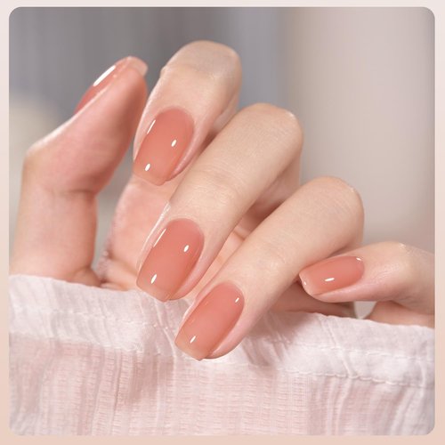GAOY Milky Jelly Nude Gel Nail Polish Set, 6 Transparent Colors Sheer White Pink Soak Off UV Light Cure Gel Polish Kit for Salon and Nail Art DIY at Home