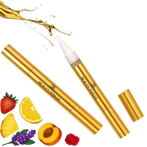 Beauty Power Nail Oil Cuticle Pen - Lemon - Nail Strengthener & Growth Serum with Vitamin A, D, E, B5, Grapeseed & Natural Oils - Repair for Brittle, Peeling, Thin Nails - Gift Idea