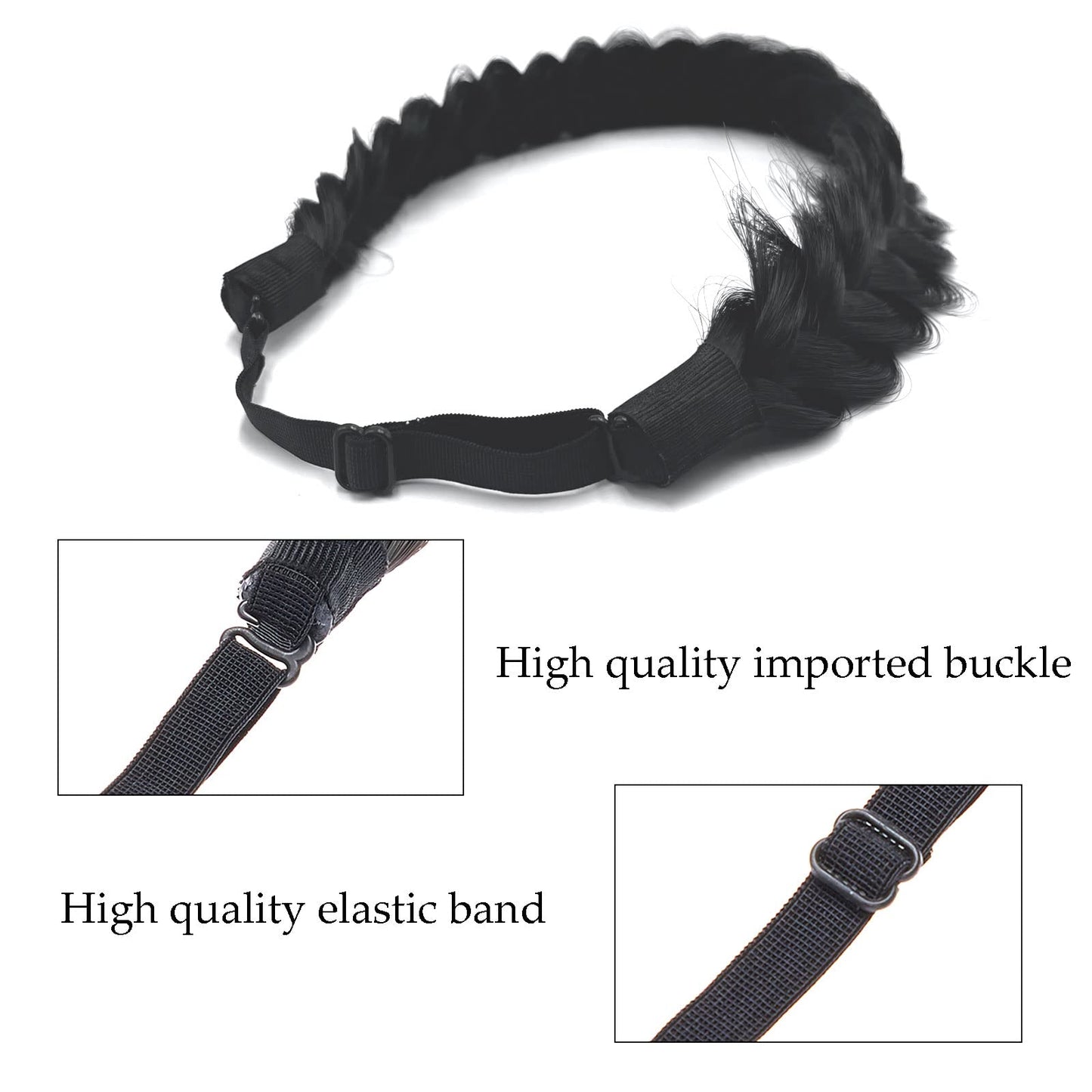 TOECWEGR Synthetic Hair Braided Headband Classic Wide Strands Wedding Disorderly Fluffy Braids Wig Band Women Beauty Accessory