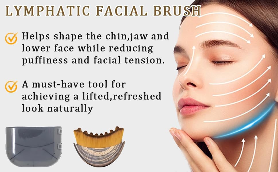 Skiennix Lymphatic Contour Face Brush - Ergonomic Drainage Massager for Fatigue Relief | 1 Piece