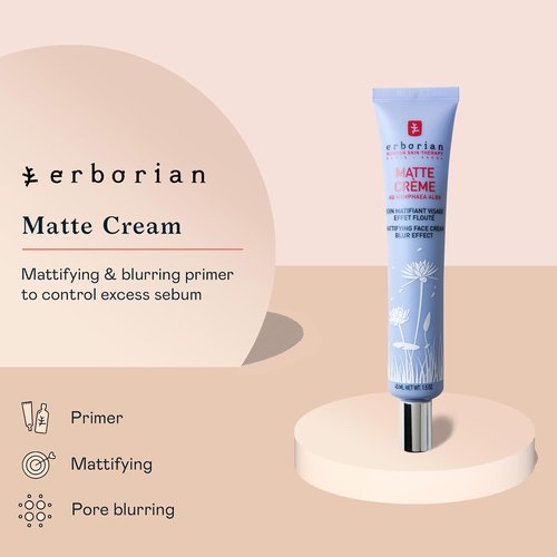 Erborian Matte Face Cream - Mattifying & Blurring Primer for Oily Skin | 1.5 Oz for Poreless Finish