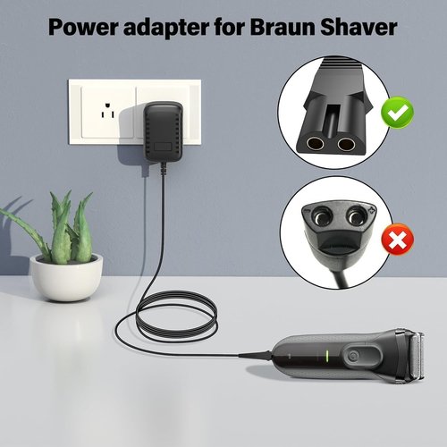 Braun Charger Replacement - Compatible with Series 1, 3, 5, 7, 9 Shavers | 12V 400mA Charging Cord