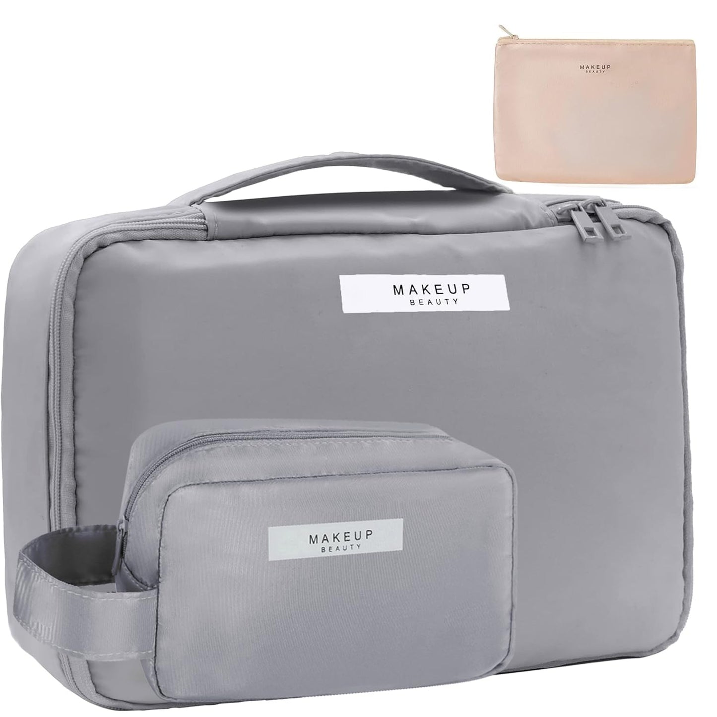 Travel Makeup Bag Cosmetic Bag Makeup Bag Toiletry bag for women and men (Grey-3pcs)