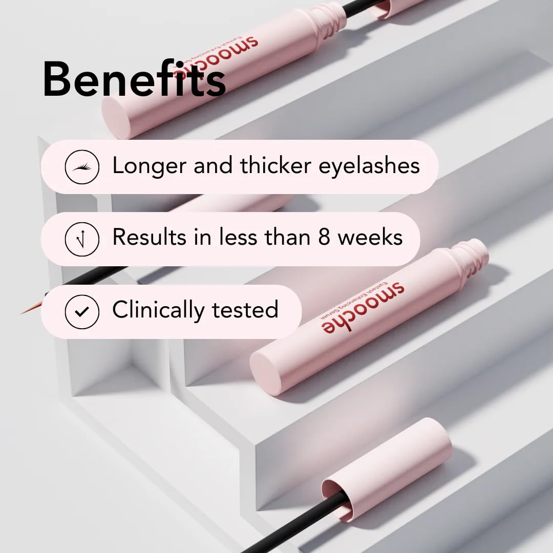 Smooche Eyelash Growth Serum - Clinically Tested for Longer, Thicker Lashes in 8 Weeks | Vegan & Cruelty-Free