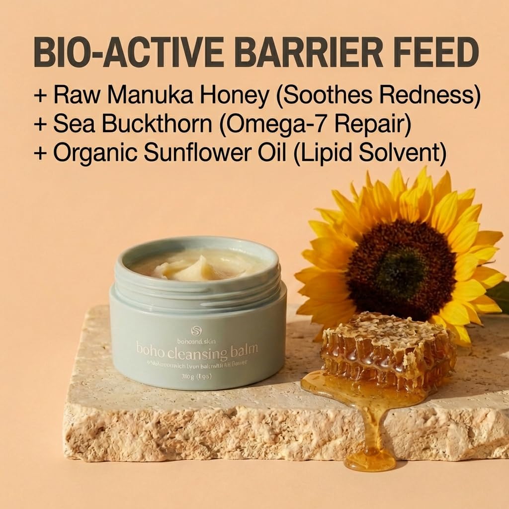 Bohemia Skin Boho Cleansing Balm - Hydrating Makeup Remover for Sensitive Skin | Manuka Honey & Sea Buckthorn (2oz)