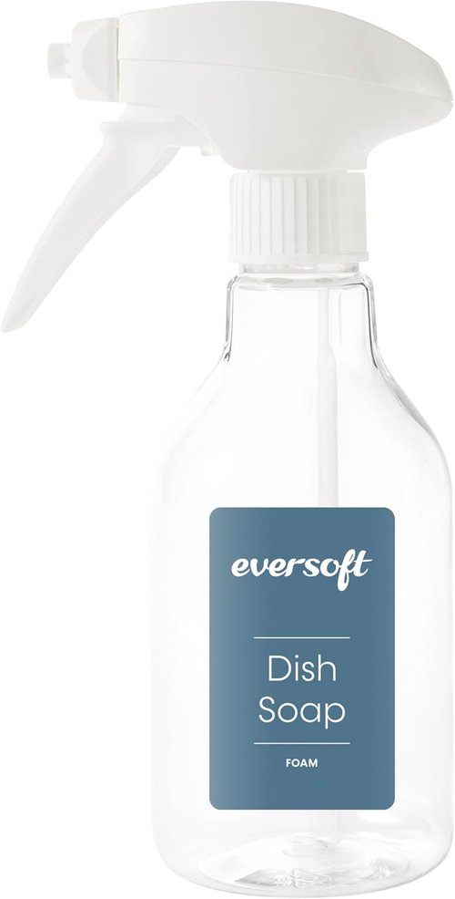 Eversoft Foaming Jet Dish Soap Spray - Versatile 350 ml Trigger Bottle for Kitchen & Bathroom | Clear