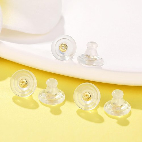 18K Gold Silicone Earring Backs by Skiennix - Hypoallergenic Replacement for Studs | 6 Pcs