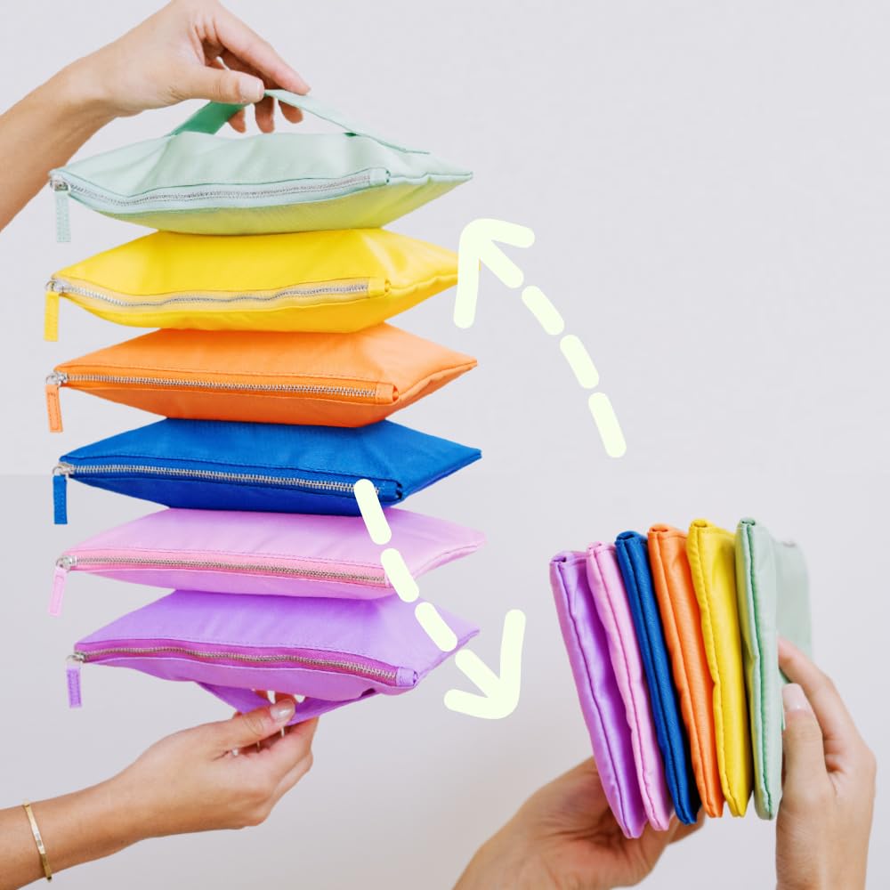 Honeycat Accordion Bag Clutch 6 Compartment Travel Zipper Compact Expandable Cosmetic Accessory Pouch in Pastel Dusk