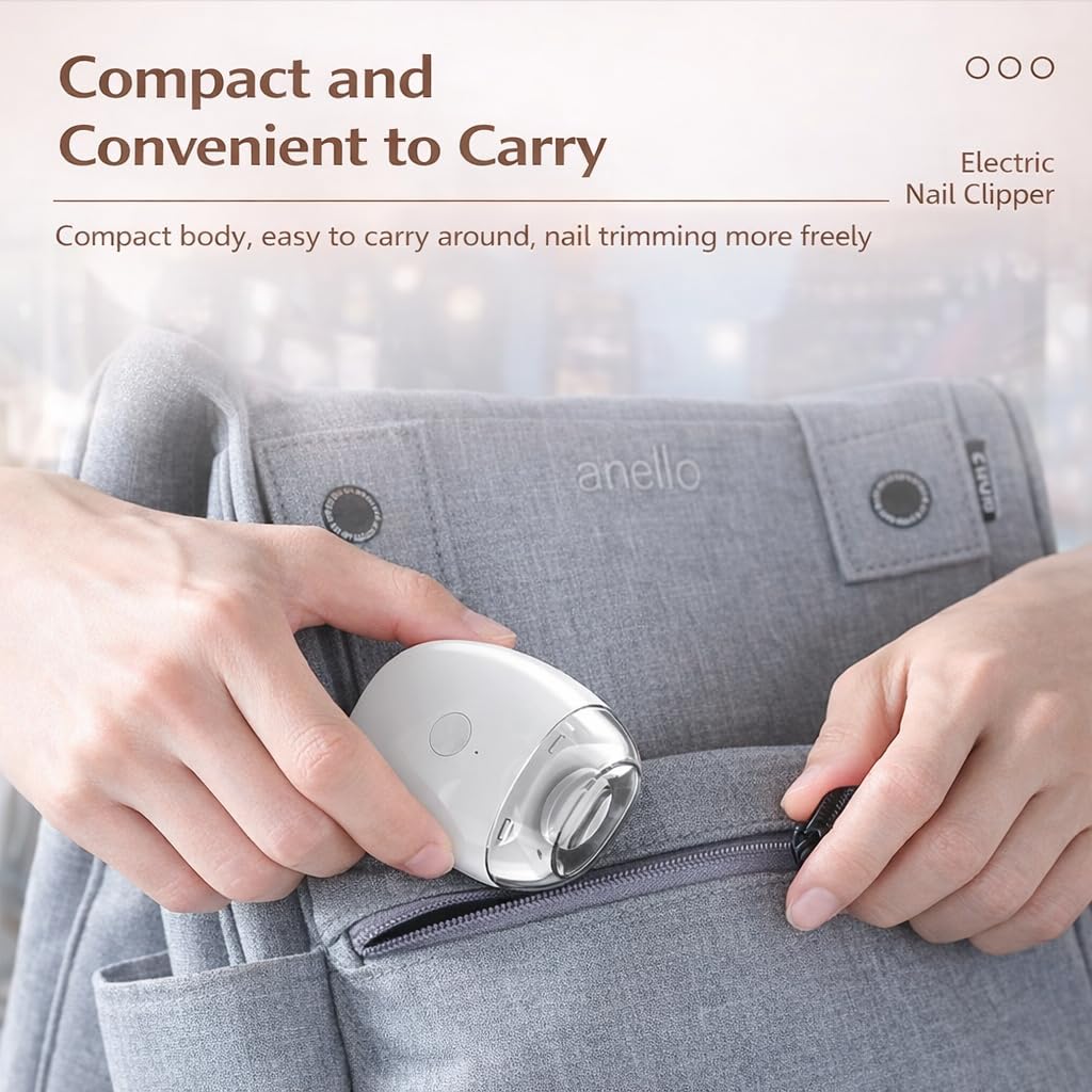 Electric Nail Clipper with Built-in LED Light, 3-Speed Cordless Nail Grinder Cutter, Mess-Free Nail Clippings Catcher, Portable for Fingernails & Toenails, Seniors, Kids & Travel