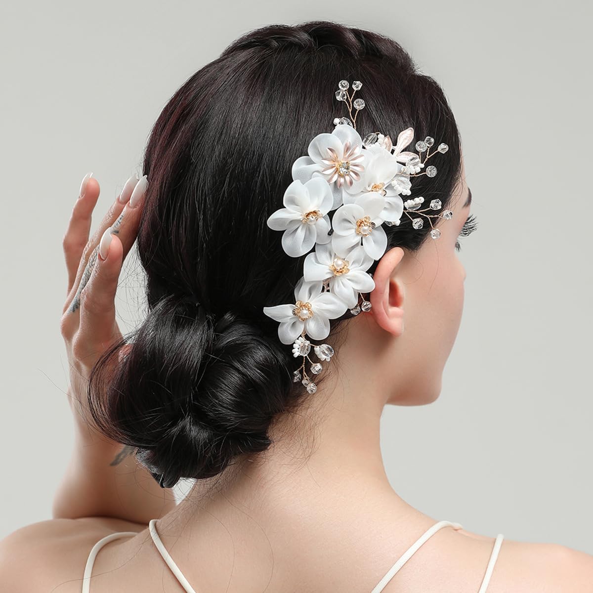 Handmade Bridal Headpiece - Sparkly Crystal Hair Comb and Rhinestone Hair Clips Hair Accessory for Women and Girls