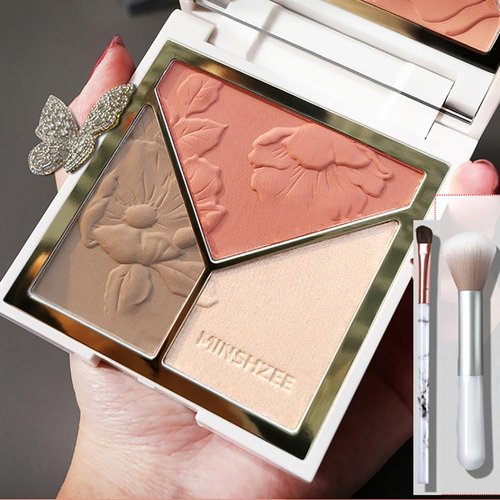 Regine Switzerland Face Highlighter & Contouring Palette - Natural Shiny Finish with Mirror & Brush