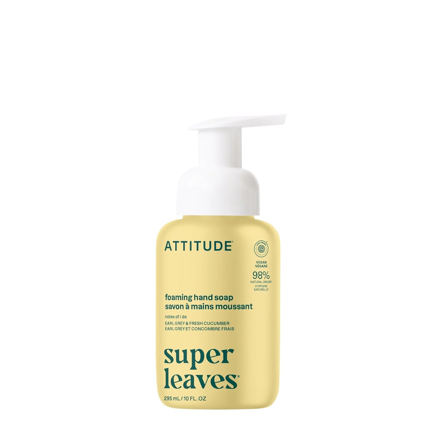 ATTITUDE Foaming Hand Soap - EWG Verified, Plant-Based, Vegan & Cruelty-Free | Earl Grey & Fresh Cucumber, 10 Fl Oz