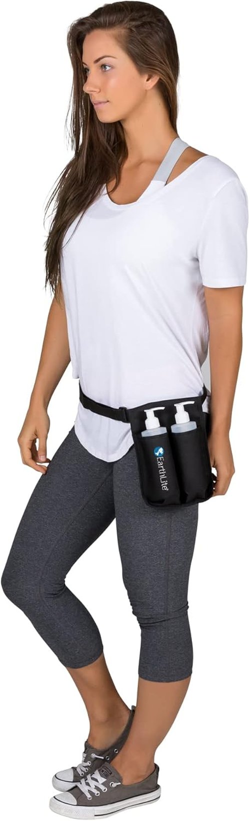 Earthlite Massage Bottle Kit - Double Holster with 2 Heavy-Duty 8oz Bottles & Adjustable Strap