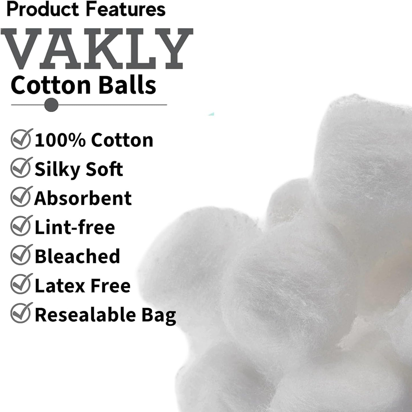Medium Cotton Balls [Pack of 4000] Non-Sterile Absorbent 100% Cotton Prepping Balls for Make-Up, Nail Polish Removal, Applying Oil Lotion or Powder, Crafts