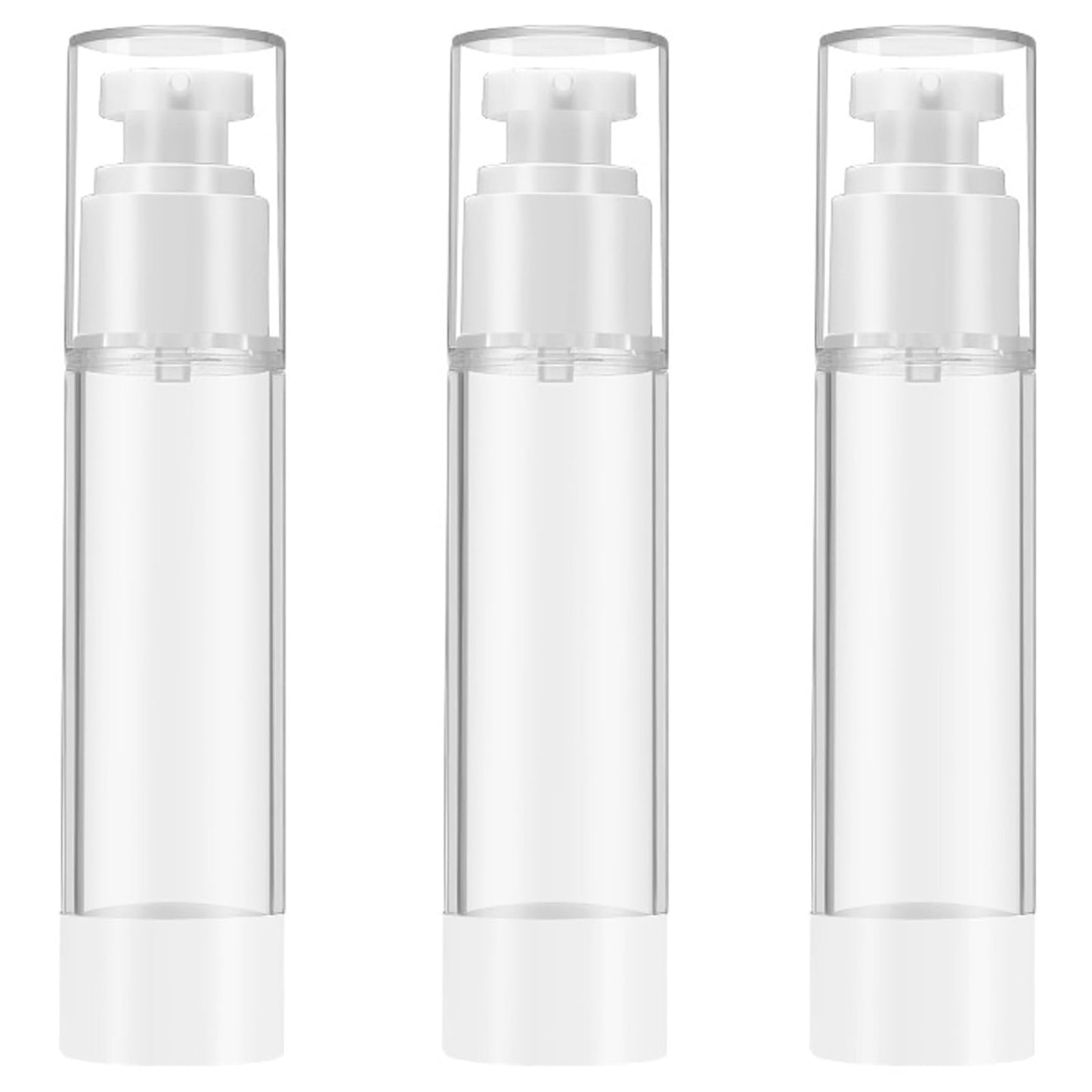 Qeuly 3 Pack Airless Pump Bottles 1.7 oz Travel Size Pump Bottle Lotion Container Refillable Cosmetic Pump Dispensers for Foundation Moisturizer Shampoo Toiletry (SN-50)