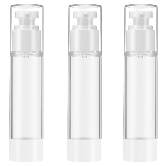 Qeuly 3 Pack Airless Pump Bottles 1.7 oz Travel Size Pump Bottle Lotion Container Refillable Cosmetic Pump Dispensers for Foundation Moisturizer Shampoo Toiletry (SN-50)