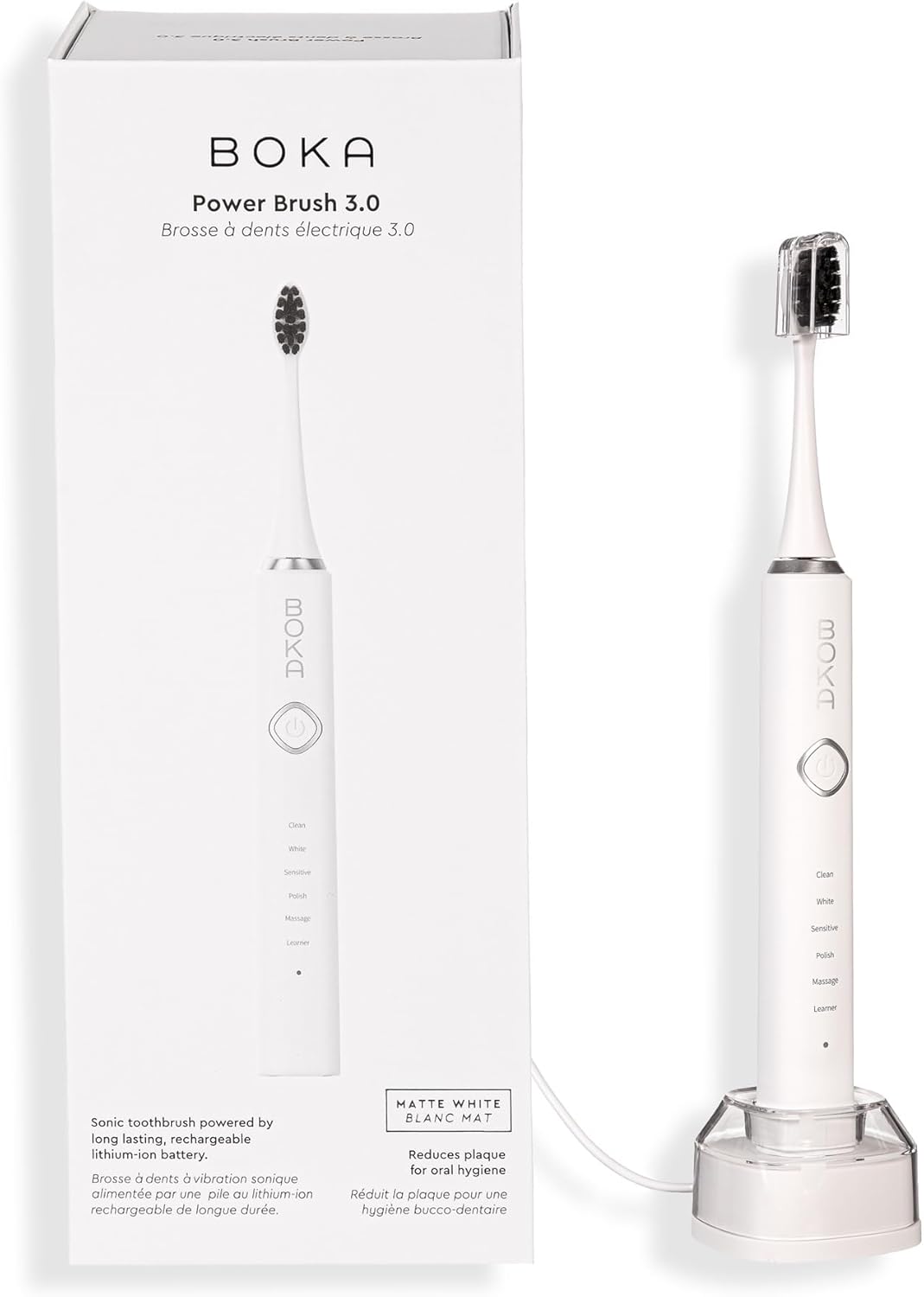 Boka 3.0 Electric Toothbrush - Rechargeable Sonic Toothbrush with Charcoal Bristles - 2 Heads Included