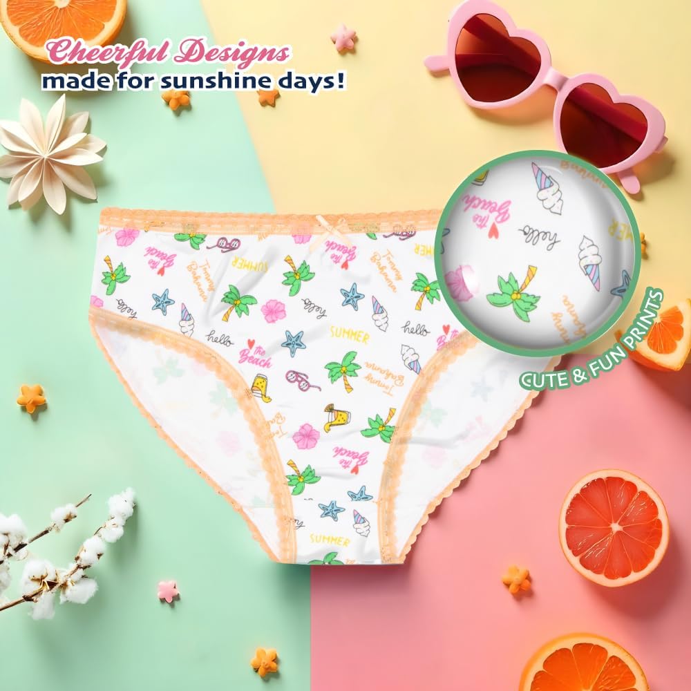 Tommy Bahama Girls Cotton Briefs - Tagless 5-Pack Panties for Kids & Toddlers | Comfortable Fit