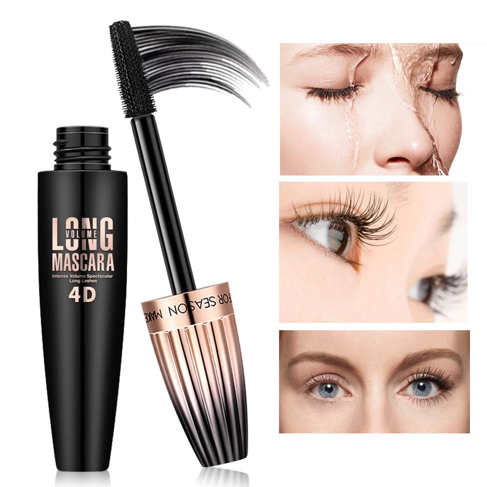 Skiennix 4D Silk Fiber Lash Mascara - Waterproof, Volume & Length, Smudge-Proof, 2 Pack