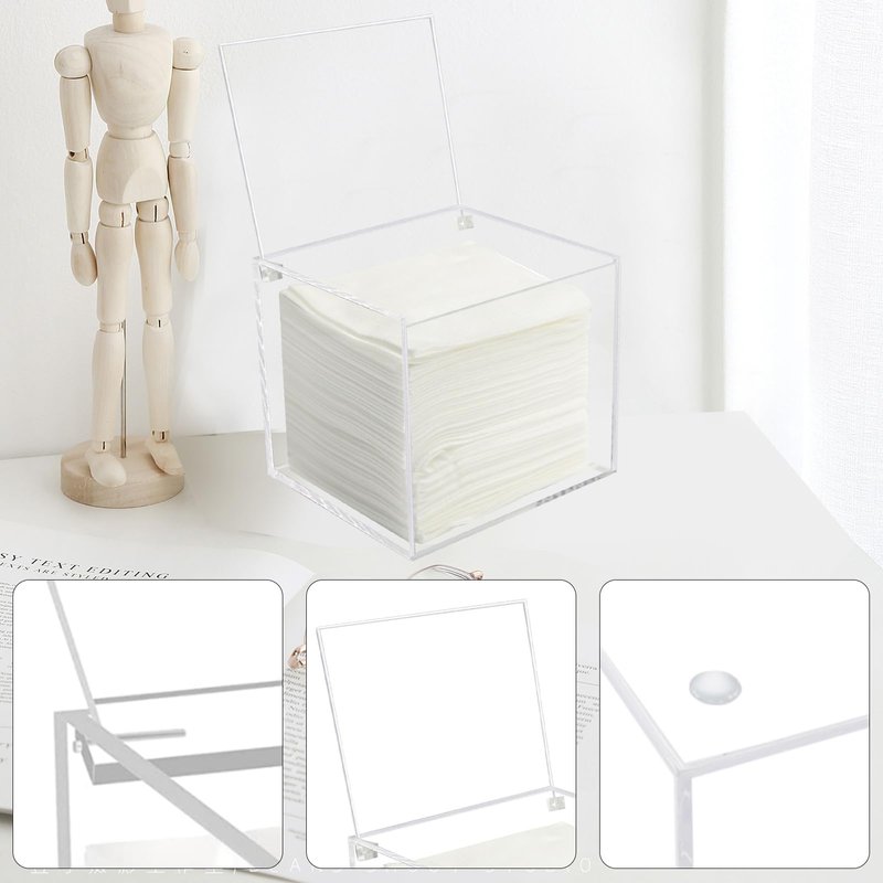 Watpot Disposable Face Towel Storage Box Compatible with Facial Towel XL, Acrylic Disposable Face Towelette Holder Container, Clear