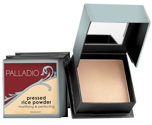 Palladio Pressed Rice Powder - Oil-Absorbing Face Mattifying Setting Powder | Translucent Compact with Mirror & Sponge