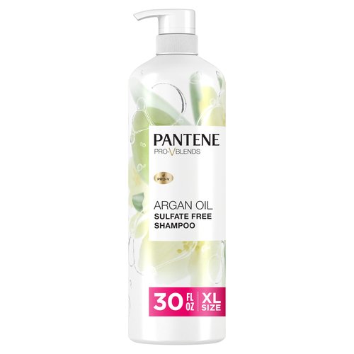 Pantene Sulfate Free Argan Oil Shampoo for Dry Damaged hair, Safe for Color Treated Hair, Smoothing and Moisturizing, Nutrient Infused with Vitamin B5, Anti Frizz, Pro-V Blends, 30.0 oz