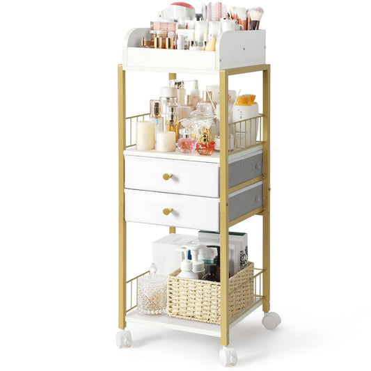 Makeup Organizer, Floor Skincare Organizers Make Up Organizers and Storage with Drawers, Vanity Organizer Cosmetics Display Cases Holder for Skin Care Nail Polish Perfume Gold