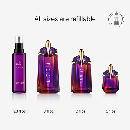 Mugler Alien Hypersense Eau de Parfum - Floral Woody Women's Perfume Refill Bundle - 2 Fl Oz & 3.3 Fl Oz