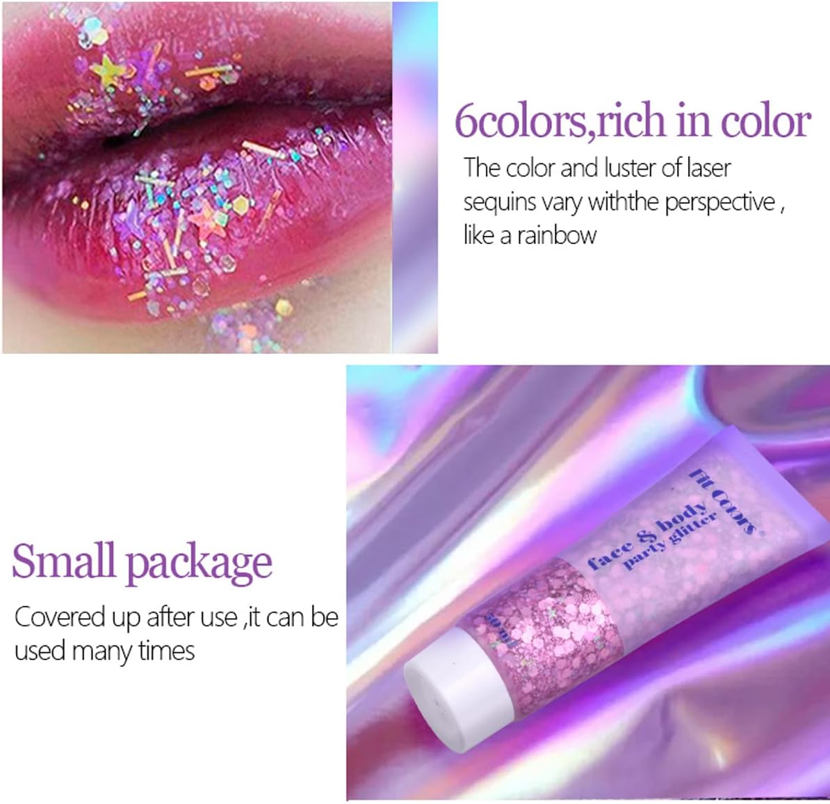 Skiennix White Face Glitter Gel - Sparkling Mermaid Body Glitter for Festivals & Halloween | 50ML