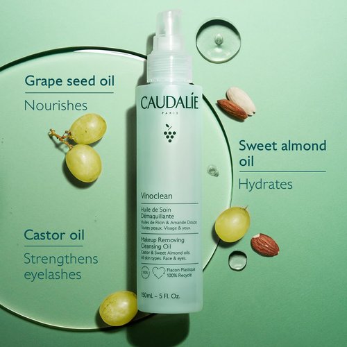 Caudalie Vinoclean Cleansing Oil - Effective Waterproof Makeup Remover | 6.7 Fl Oz