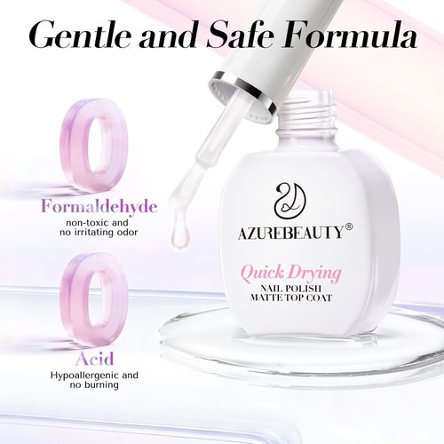 AZUREBEAUTY Nail Polish Clear, Quick Dry Long Lasting, Glossy Shine, Air Dry Formula, Smooth Finish, Natural Nail Lacquer for Manicure & Nail Art