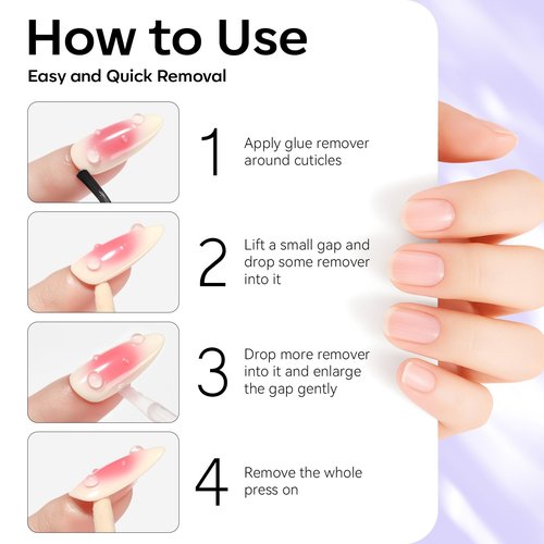 Makartt Press On Nail Glue Remover 10ML Fast and Easy Removal Debonder with 2 Dropper Applicators, 2 Wooden Sticks for Quick Glues, Press-On Nail, Solid Glue, Semi-Cured Sticker, Adhesive Tabs