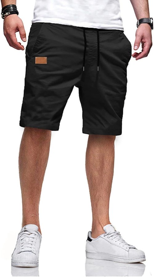 JMIERR Men's Casual Shorts - Stretch Cotton Drawstring Twill Golf Shorts for Summer Beach Wear