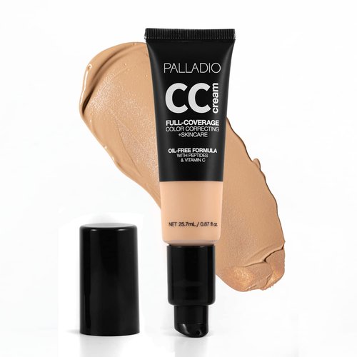 Palladio CC Cream - Full-Coverage Color Correction, Oil-Free with Peptides & Vitamin C | Medium 30N