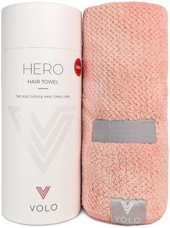 VOLO Hero Hair Towel - Ultra Soft Nanoweave™ Microfiber, Quick Drying & Anti-Frizz, Large Wrap in Cloud Pink