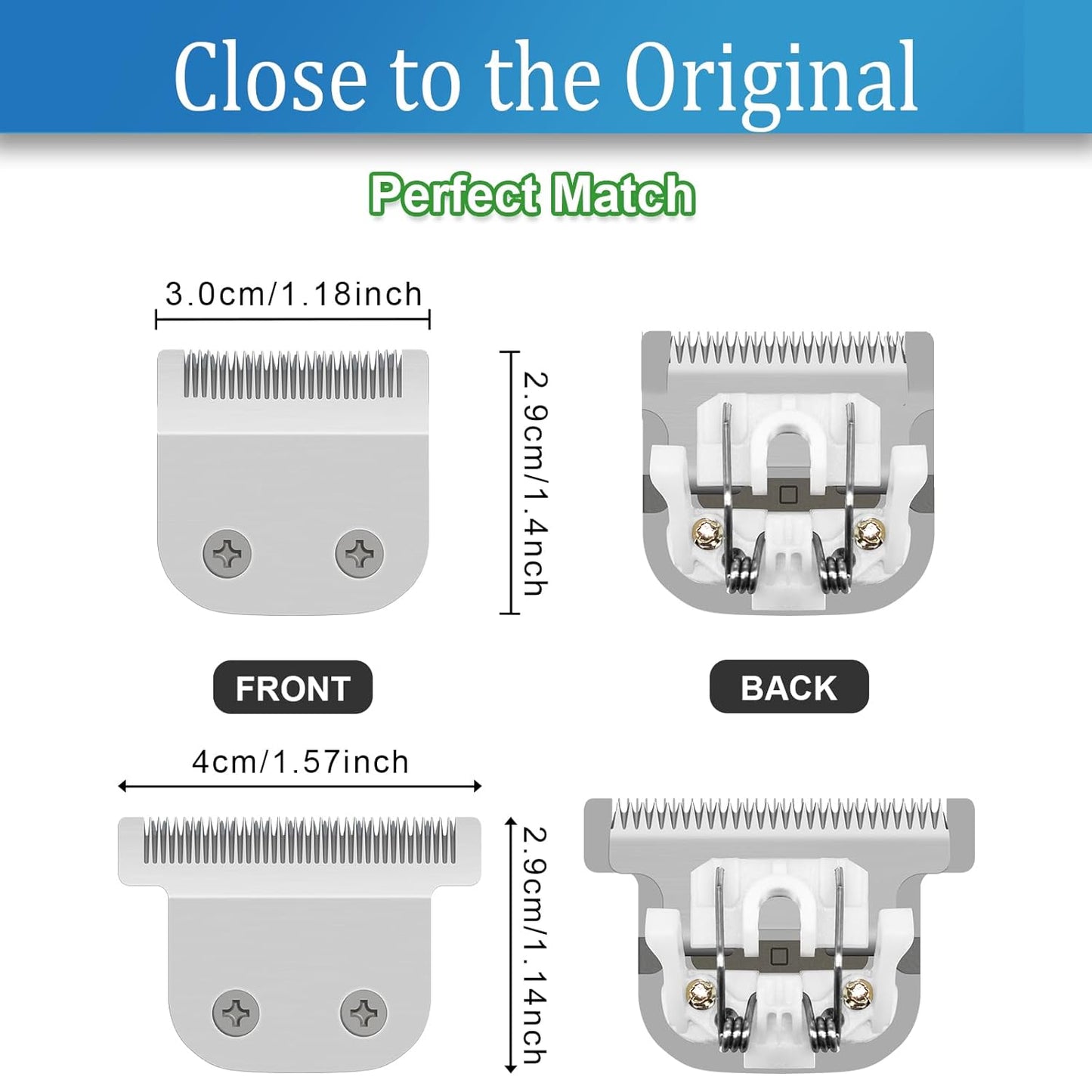 WHAL Stainless Steel Replacement Detachable Blade Set - 30MM & 40MM for All-in-One Trimmer