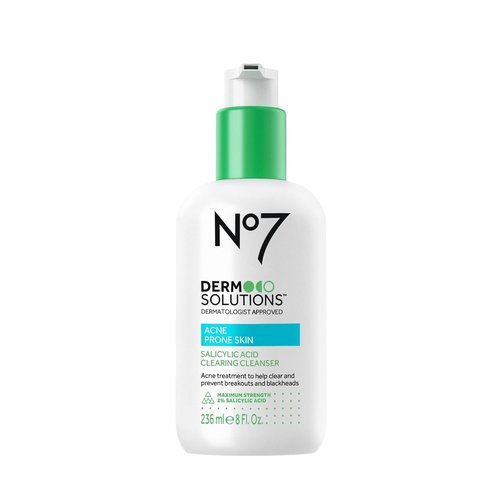 No7 Derm Solutions Salicylic Acid Facial Cleanser - Exfoliating Face Wash with 2% Salicylic Acid | 6.7 fl oz for Acne-Prone Skin