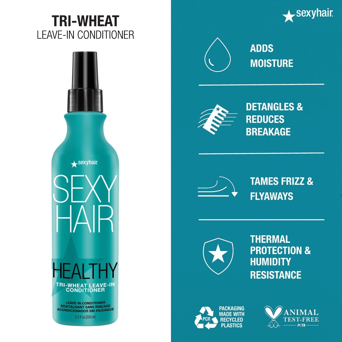 SexyHair Healthy Tri-Wheat Leave-In Conditioner - Up to 90% Better Detangling | Reduces Breakage & Enhances Shine