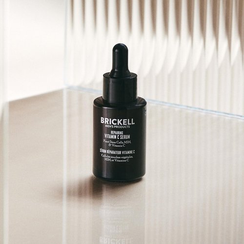 Brickell Men's Anti-Aging Vitamin C Serum - Natural Hyaluronic Acid for Wrinkle Repair | 1 Ounce