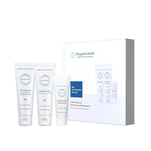 OxygenCeuticals SOS PP Kit - Post Laser Skin Care Gel, Serum & Cream for Moisturizing & Repair
