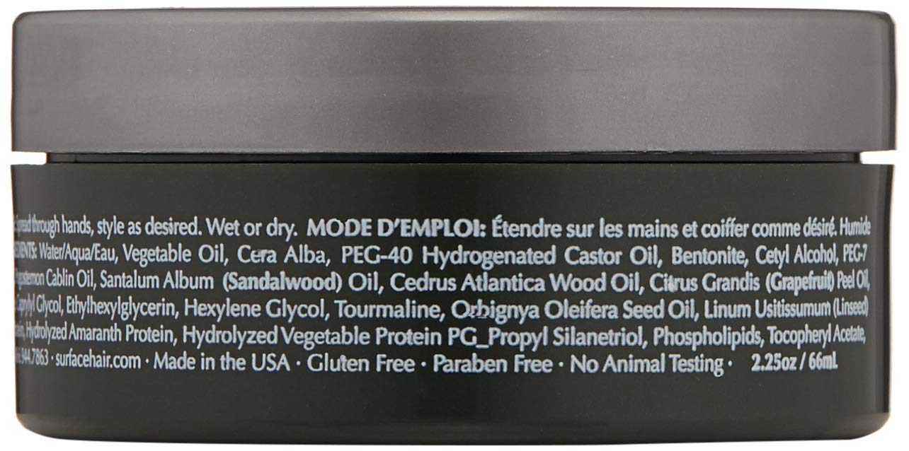 SURFACE Hair Men Styling Mud - Flexible Hold with Flax & Bamboo for Matte Finish - 2.25 oz