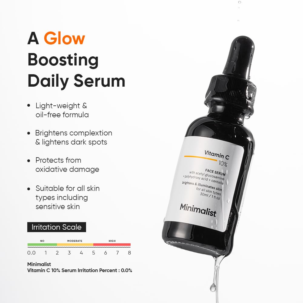 Skiennix 10% Vitamin C Serum - Brightening & Hydrating Formula for All Skin Types | 1 Fl Oz / 30 ml